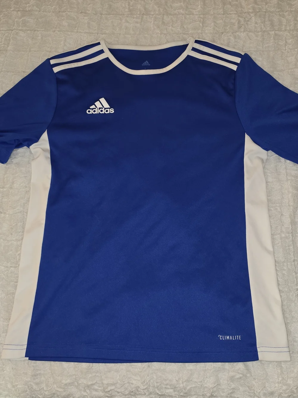 adidas Blue and White Kids' Athletic Jersey Size: Large